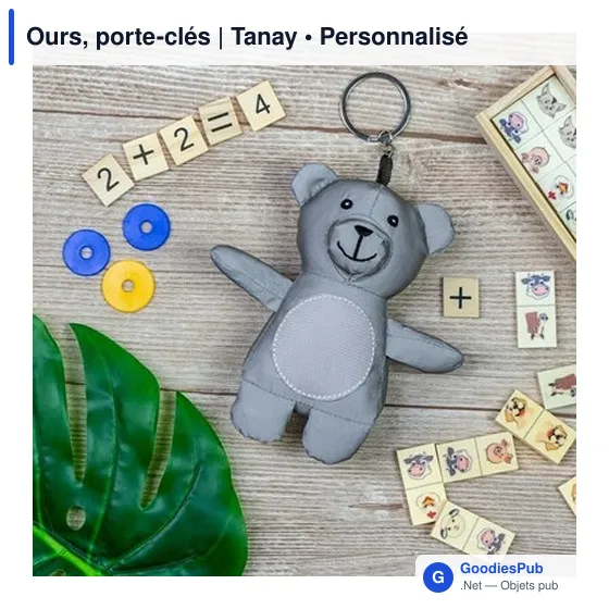 Porte-clés ours personnalisable en polyester - Tanayavec logo - Image 2