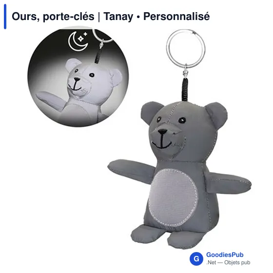 Porte-clés ours personnalisable en polyester - Tanayavec logo - Image 3