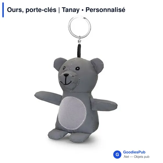Porte-clés ours personnalisable en polyester - Tanayavec logo - Image 4