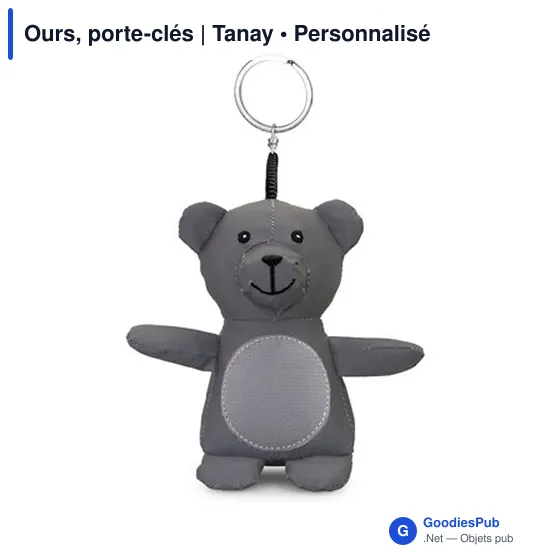 Porte-clés ours personnalisable en polyester - Tanayavec logo - Image 6