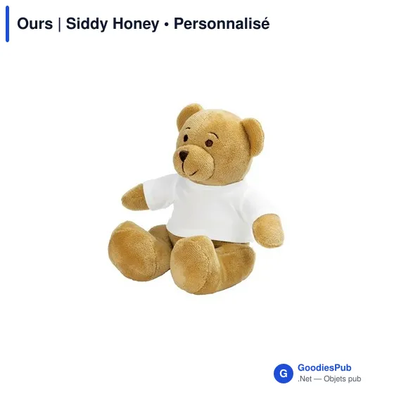 Ours en peluche personnalisable avec logo - Siddy Honey - Image 1