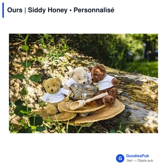 Ours en peluche personnalisable avec logo - Siddy Honey - Image 2