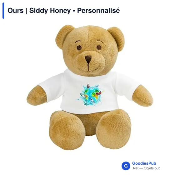 Ours en peluche personnalisable avec logo - Siddy Honey - Image 11