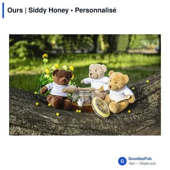 Ours en peluche personnalisable avec logo - Siddy Honey - Image 4