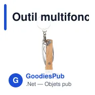 Outil multifonction personnalisable en bambou avec porte-clés Heinrichavec logo - Miniature 1