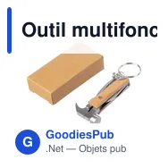 Outil multifonction personnalisable en bambou avec porte-clés Heinrichavec logo - Miniature 3
