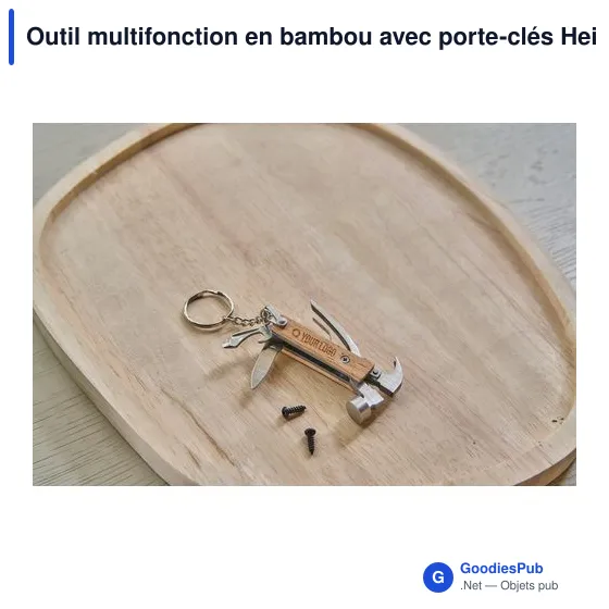Outil multifonction personnalisable en bambou avec porte-clés Heinrichavec logo - Image 4