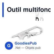 Outil multifonction personnalisable compact en inox avec logo - Argent ou noir - Miniature 1