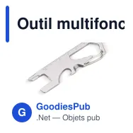 Outil multifonction personnalisable compact en inox avec logo - Argent ou noir - Miniature 2