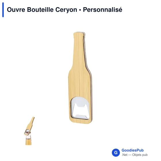 Ouvre-bouteille personnalisable en bambou avec logo - Ceryon - Image 1