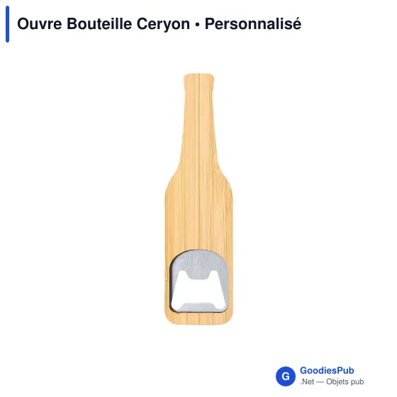 Ouvre-bouteille personnalisable en bambou avec logo - Ceryon - Image 2