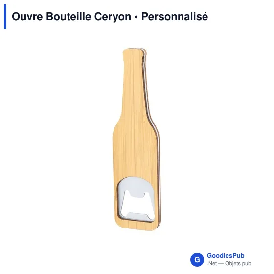 Ouvre-bouteille personnalisable en bambou avec logo - Ceryon - Image 3