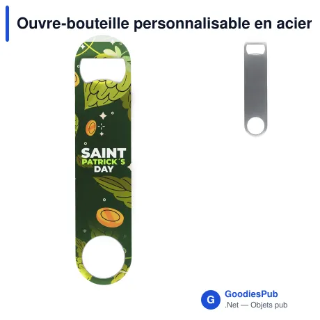 Ouvre-bouteille personnalisable en acier inoxydable avec logo - Inox