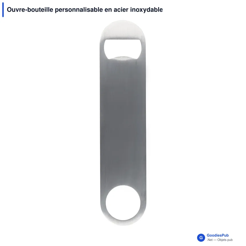 Ouvre-bouteille personnalisable en acier inoxydable avec logo - Inox - Image 2