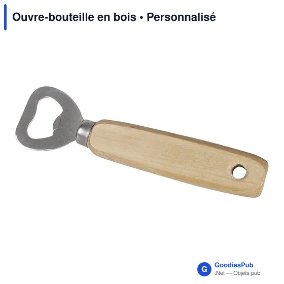 Ouvre-bouteille en bois personnalisable avec logo - Accessoire bar - Image 1