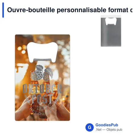 Ouvre-bouteille personnalisable format carte de crédit avec logo - Carte inox