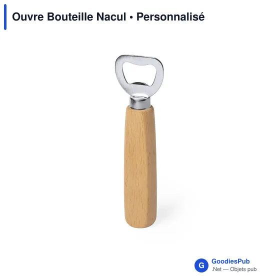 Ouvre-bouteille personnalisable en bois avec logo - Nacul - Image 1