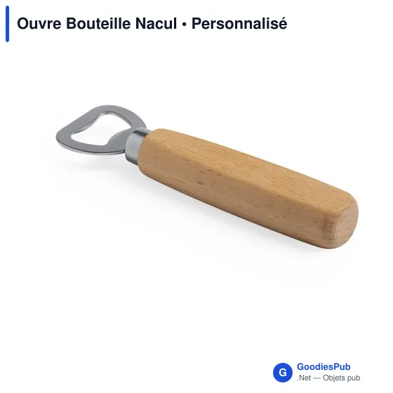 Ouvre-bouteille personnalisable en bois avec logo - Nacul - Image 2