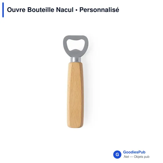 Ouvre-bouteille personnalisable en bois avec logo - Nacul - Image 3