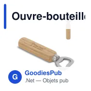 Ouvre-bouteille personnalisable en inox à manche en bois avec logo - Hévéa - Miniature 1