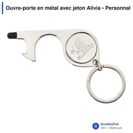 Ouvre-porte en métal personnalisable avec logo - Alivia - Image 1