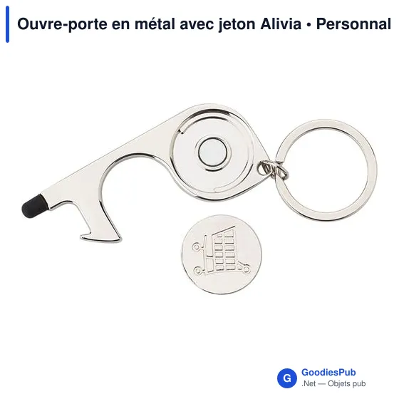 Ouvre-porte en métal personnalisable avec logo - Alivia - Image 2