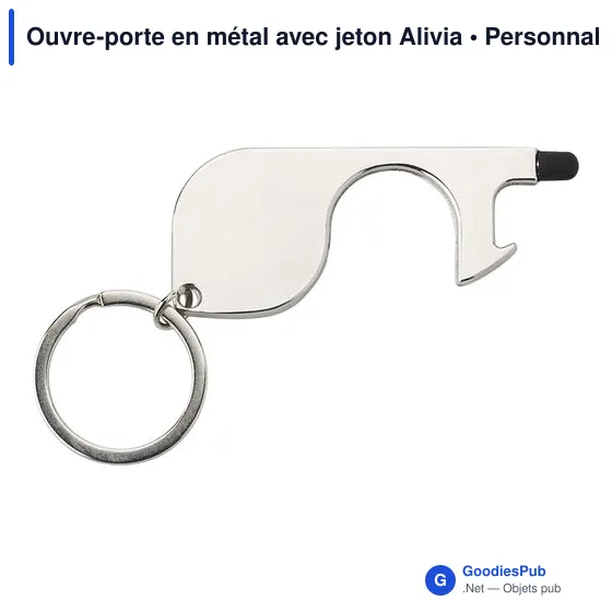 Ouvre-porte en métal personnalisable avec logo - Alivia - Image 3