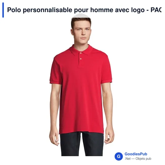 Polo personnalisable pour homme avec logo - PACIFIC POLO HOMME - Image 1