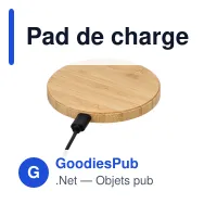 Pad de charge sans fil personnalisable 15 W en bambou avec logo - Bambou - Miniature 2
