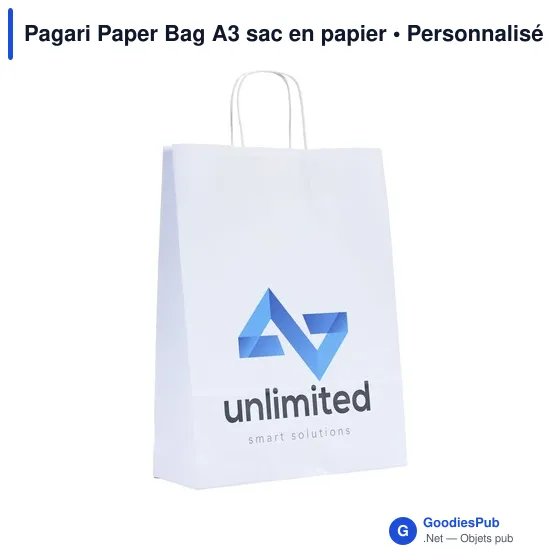 Sac en papier personnalisable A3 avec logo - Pagari Paper Bag - Image 1