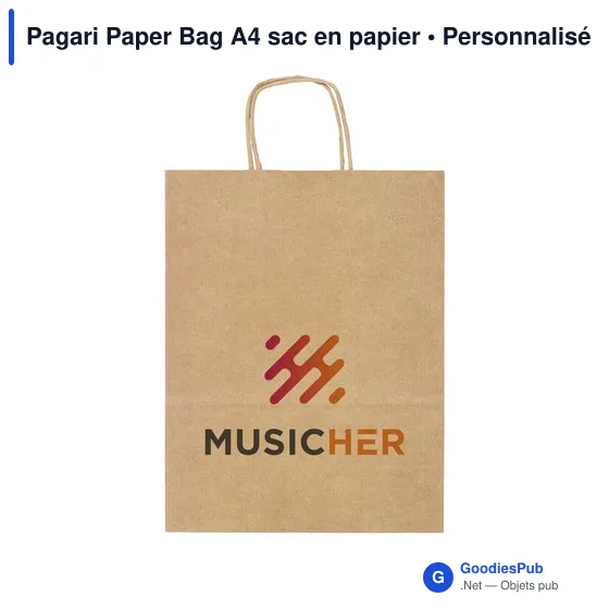 Sac en papier personnalisable A4 avec logo - Pagari Paper Bag - Image 3