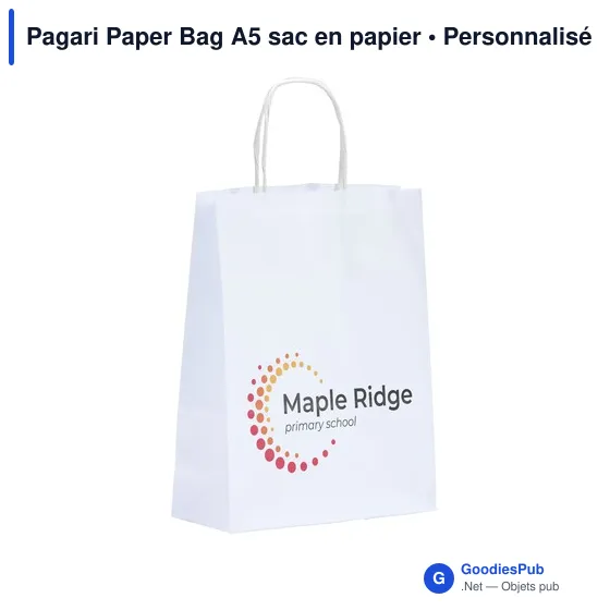 Sac en papier personnalisable A5 avec logo - Pagari Paper Bag - Image 1