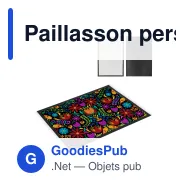 Paillasson personnalisable 50 x 75 cm en caoutchouc avec logo - Sublimation - Miniature 1