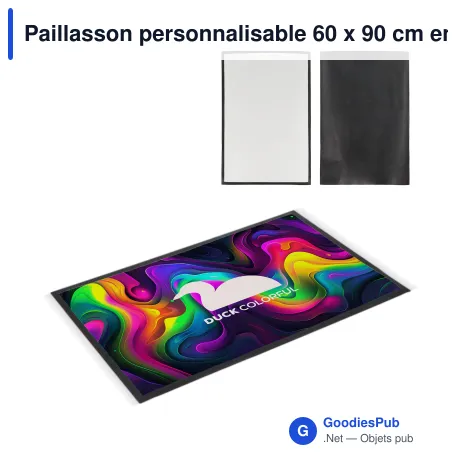 Paillasson personnalisable 60 x 90 cm en caoutchouc avec logo - Sublimation