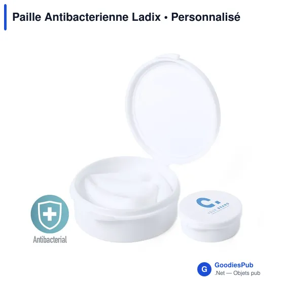Paille en silicone personnalisable avec logo - Antibactérienne Ladix - Image 1