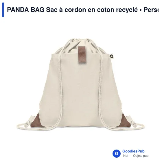 PANDA BAG Sac à cordon en coton recyclé - Image 1