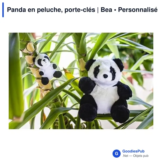 Porte-clés en peluche personnalisable Panda avec logo | Bea - Image 2