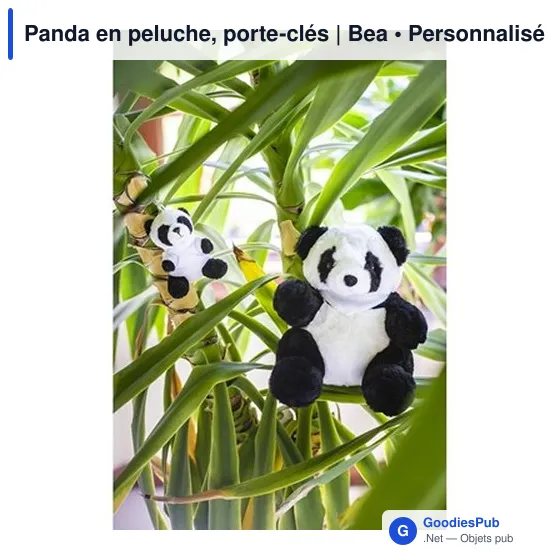 Porte-clés en peluche personnalisable Panda avec logo | Bea - Image 3