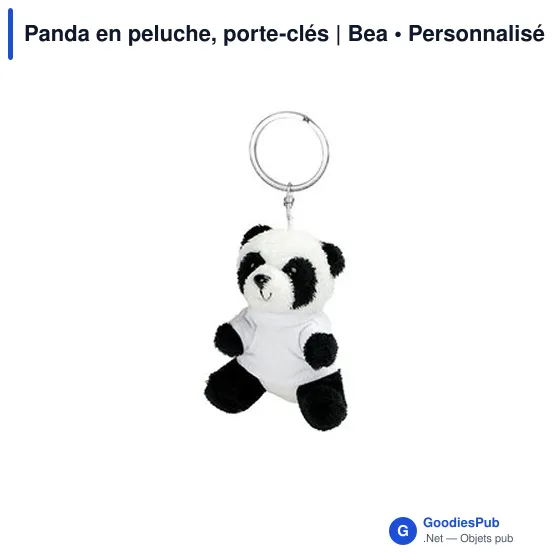 Porte-clés en peluche personnalisable Panda avec logo | Bea - Image 4