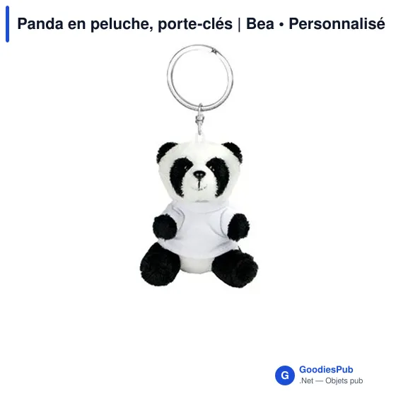 Porte-clés en peluche personnalisable Panda avec logo | Bea - Image 5