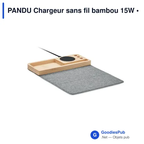 PANDU Chargeur sans fil bambou 15W