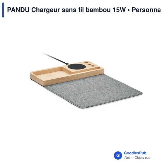PANDU Chargeur sans fil bambou 15W - Image 1