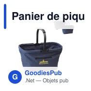 Panier de pique-nique personnalisable pliable en polyester avec logo - Bleu foncé - Miniature 1