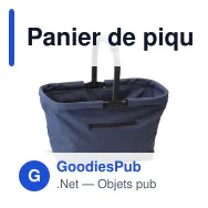 Panier de pique-nique personnalisable pliable en polyester avec logo - Bleu foncé - Miniature 2