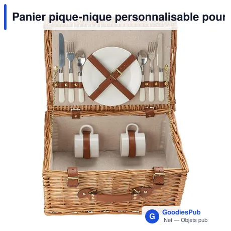 Panier pique-nique personnalisable pour 2 personnes avec logo