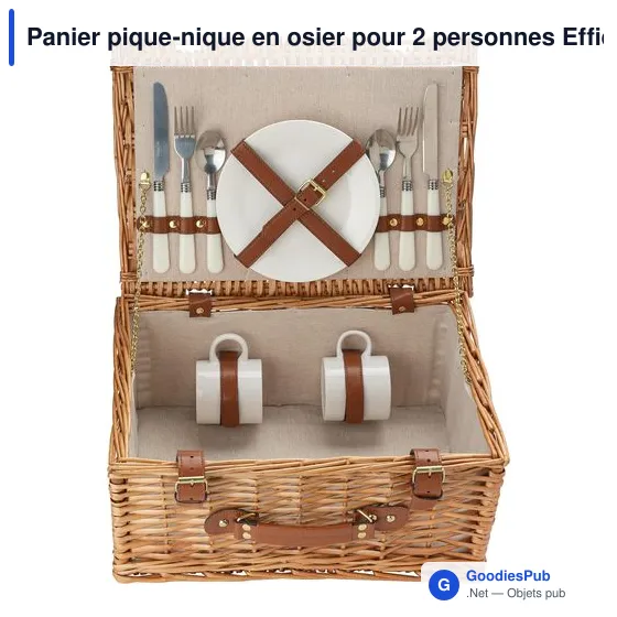 Panier pique-nique personnalisable pour 2 personnes avec logo - Image 1