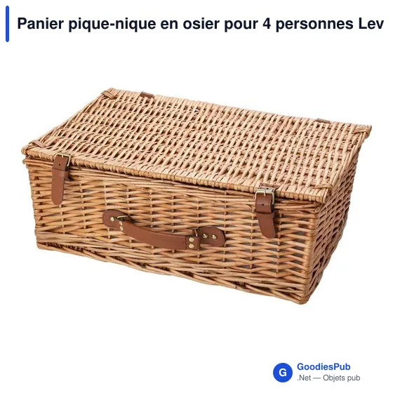 Panier pique-nique personnalisable en osier pour 4 personnes - Levinavec logo - Image 3