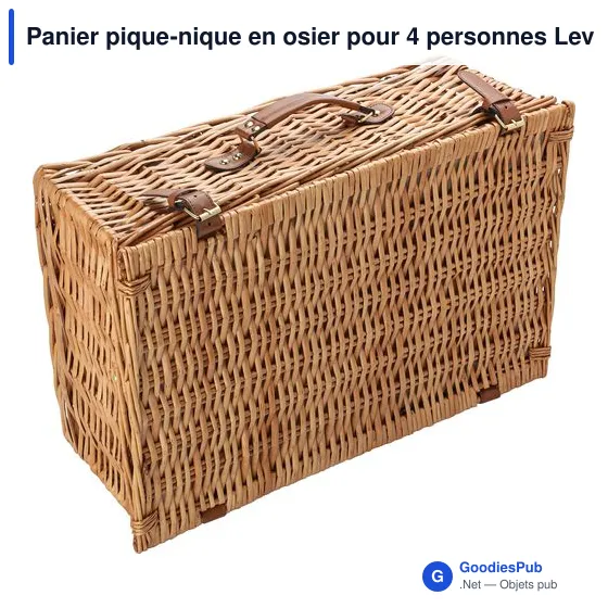 Panier pique-nique personnalisable en osier pour 4 personnes - Levinavec logo - Image 4