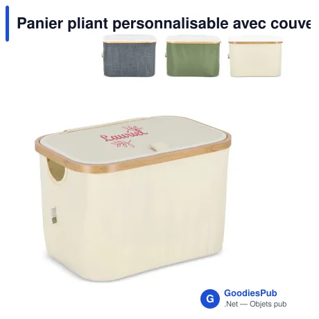Panier pliant personnalisable avec couvercle en R-PET avec logo - InSideOut Sogne