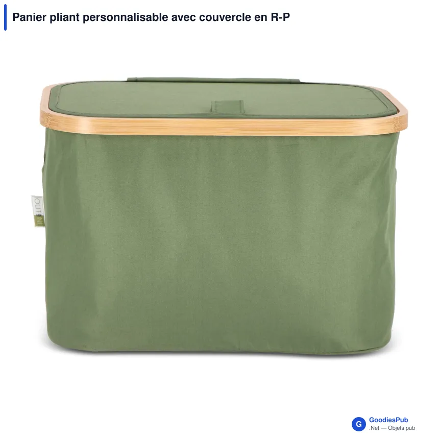Panier pliant personnalisable avec couvercle en R-PET avec logo - InSideOut Sogne - Image 2